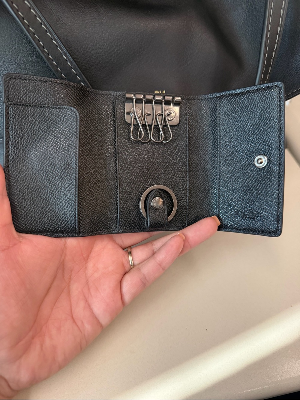 Coach Black Leather Key Holder- Accessory